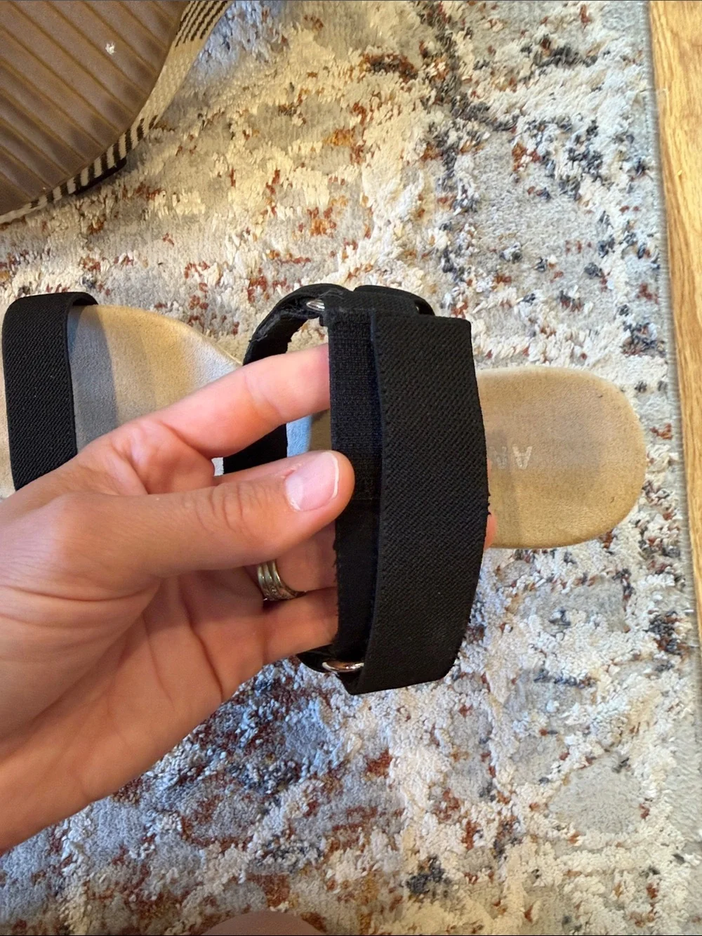 Anne Klein Black Espadrille Wedge Sandals with Ankle Strap